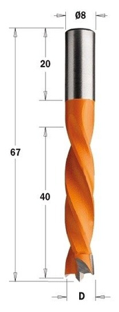 CMT Wiertło HW nieprzelotowe D=5 I=40  L=67 S=8x20 LH