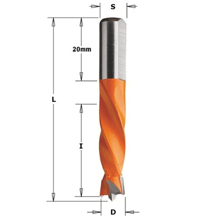 CMT Wiertło HW nieprzelotowe D=5 I=30  L=57,5 S=10x20 LH