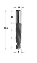 CMT Wiertło HW nieprzelotowe D=8 I=30 L=55,5 S=8x20 RH