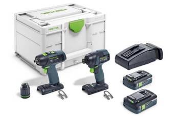 Festool Zestaw wiertarko-wkrętarka i zakrętarka TID 18 + T18+3   HPC 4,0 I-Set 