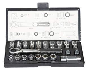 Makita Zestaw nasadek przelotowych 21 szt z grzechotką i adapterami- 1/4"; 3/8"