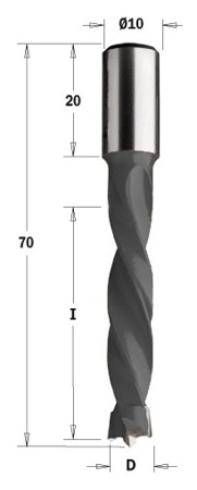 CMT Wiertło HW nieprzelotowe D=12 I=43  L=70 S=10x20 RH