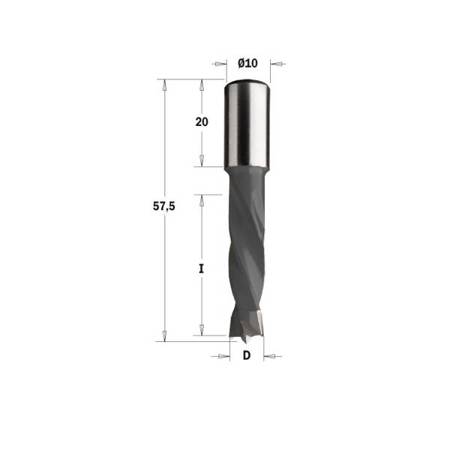 CMT Wiertło HW nieprzelotowe D=5 I=30  L=57,5 S=10x20 RH