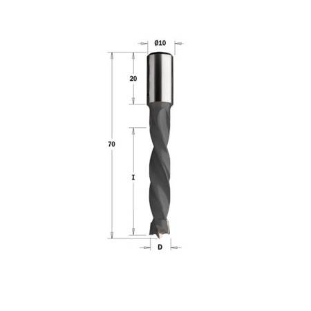 CMT Wiertło HW nieprzelotowe D=5 I=43  L=70 S=10x20 RH