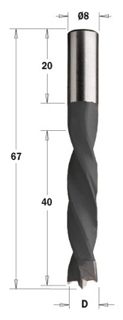 CMT Wiertło HW nieprzelotowe D=6.35 I=40  L=67 S=8x20 RH