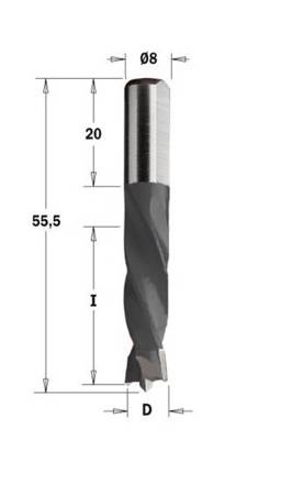 CMT Wiertło HW nieprzelotowe D=6 I=30 L=55,5 S=8x20 RH