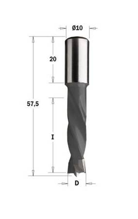 CMT Wiertło HW nieprzelotowe D=8 I=30 L=57,5 S=10x20 RH