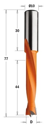 CMT Wiertło HW nieprzelotowe D=8 I=44  L=77 S=10x30 LH