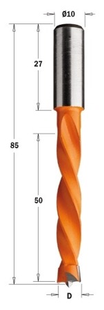 CMT Wiertło HW nieprzelotowe D=8 I=50  L=85 S=10x27 LH