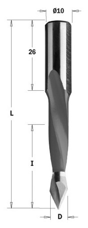 CMT Wiertło HW przelotowe D=10 I=35  L=70 S=10x26 RH