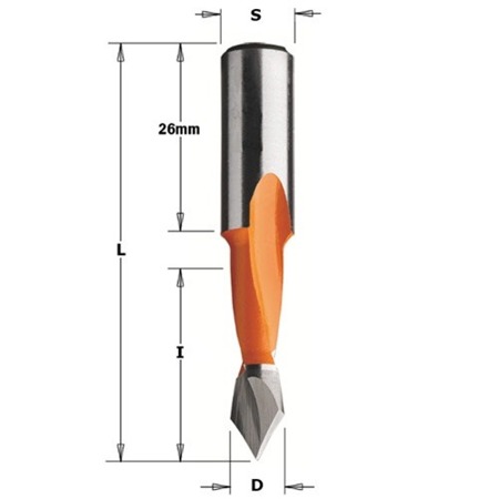 CMT Wiertło HW przelotowe D=4 I=30  L=70 S=10x26 LH