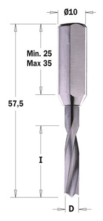 CMT Wiertło HWM nieprzelotowe D=2  I=12 L=57,5 S=10x27 LH