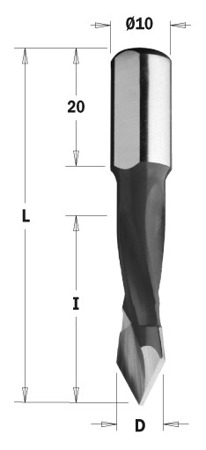 CMT Wiertło P HM D=7 I=40 L=70 S=10x20 RH