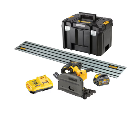 DeWalt Akumulatorowa zagłębiarka DCS520T2R-QW 165 mm z szyną 1,5m DWS5022-XJ, 54V FlexVolt, 2x 6.0 Ah, walizka TSTAK