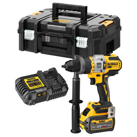 Dewalt Akumulatorowa bezszczotkowa wiertarko-wkrętarka z udarem DCD999T1-QW 18V/ 54V XR 126Nm, 1 x akumulator 6.0 Ah FlexVolt, ładowarka, walizka TSTAK