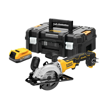 Dewalt Akumulatorowa kompaktowa pilarka tarczowa 18V XR 115 mm, akumulator 1,7 Ah Powerstack, walizka TSTAK, bez ładowarki