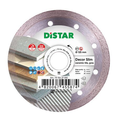 Distar Tarcza do cięcia 1A1R DECOR SLIM  125x1,2x8x22,23 mm