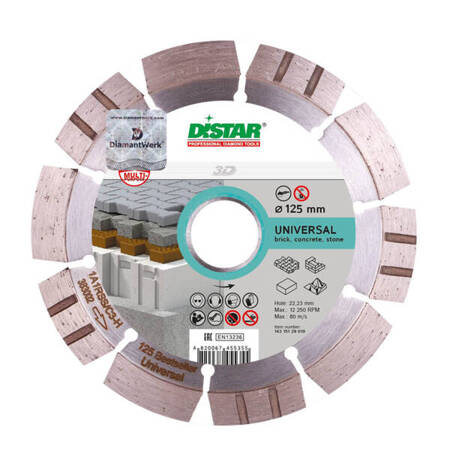 Distar Tarcza do cięcia 1A1RSS UNIVERSAL do betonu, cegieł, kamienia 125x2,2x10x22,23 mm