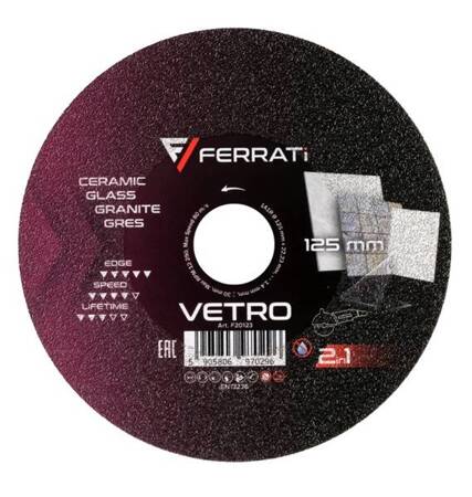 FERRATI Tarcza diamentowa tnąca 1A1R VETRO 125x1,4 mm 22,23 mm